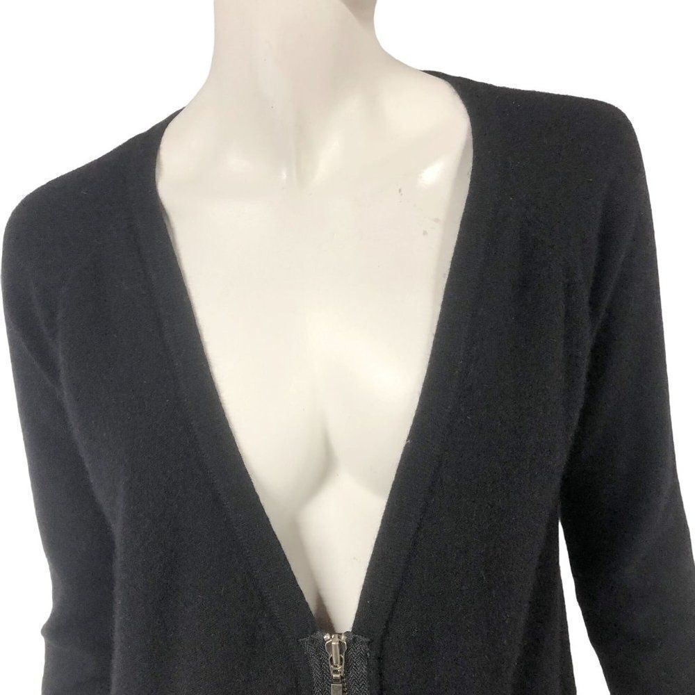 Qi Cashmere Black Zip Front Cardigan Sweater Womens Size S Small - Picture 3 of 8